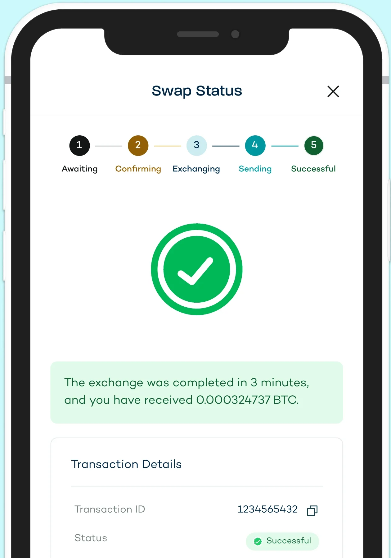 Crypto to crypto swap on Breet