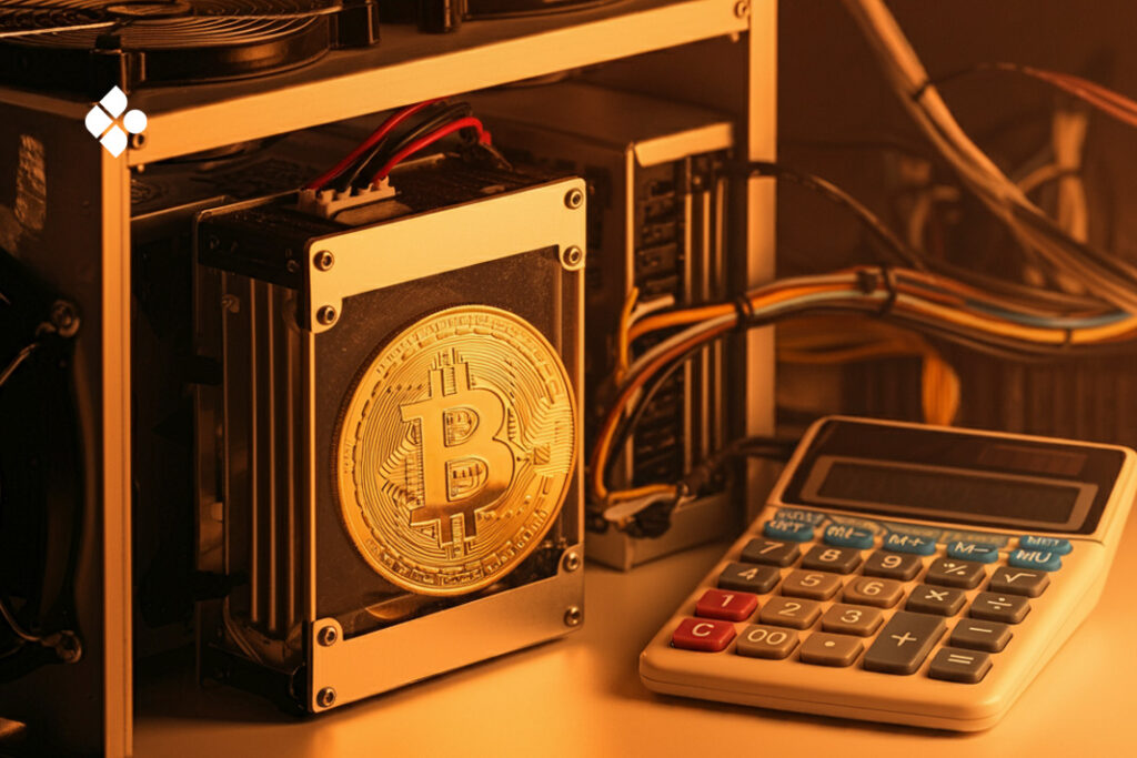A machine showing Bitcoin mining and calculator - How Much Does It Cost to Mine Bitcoin