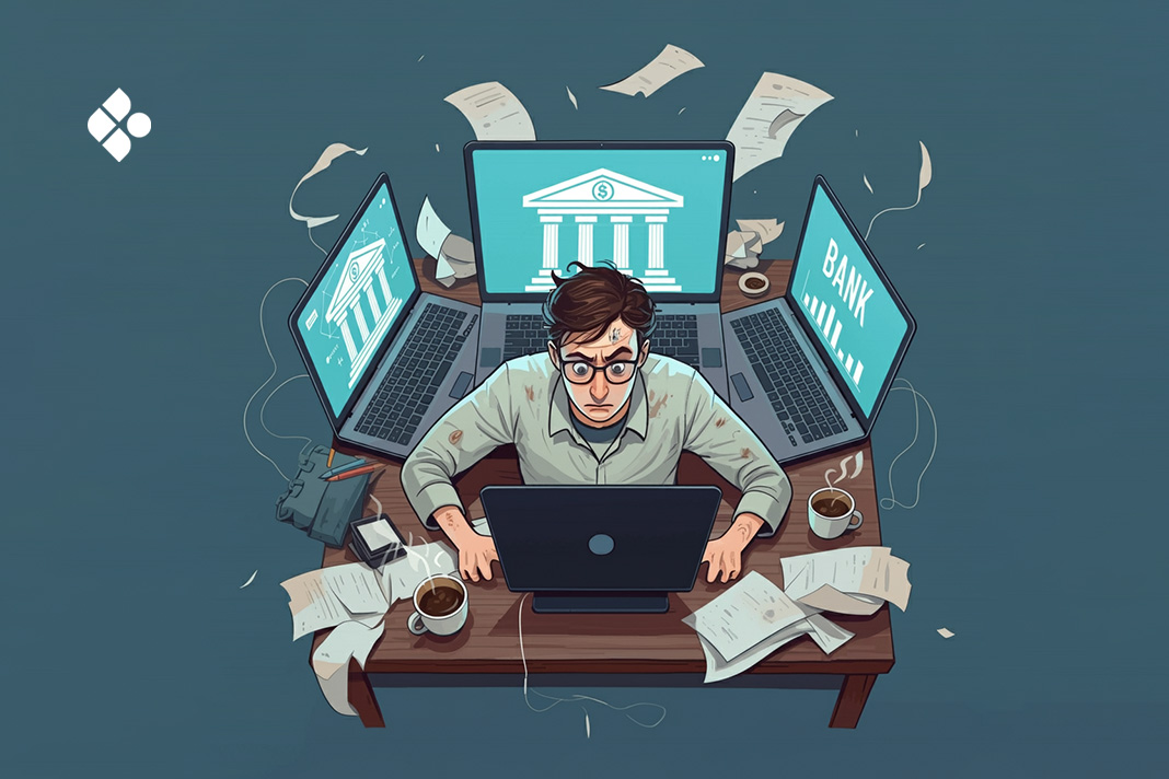 Man sitting amongst laptops - Selling USDC in Africa