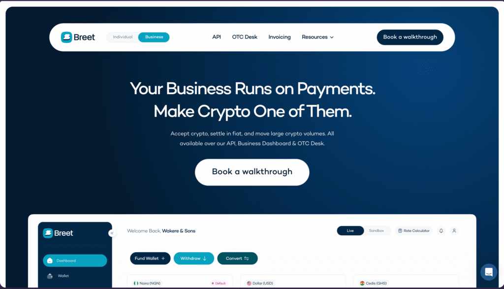 Breet business page